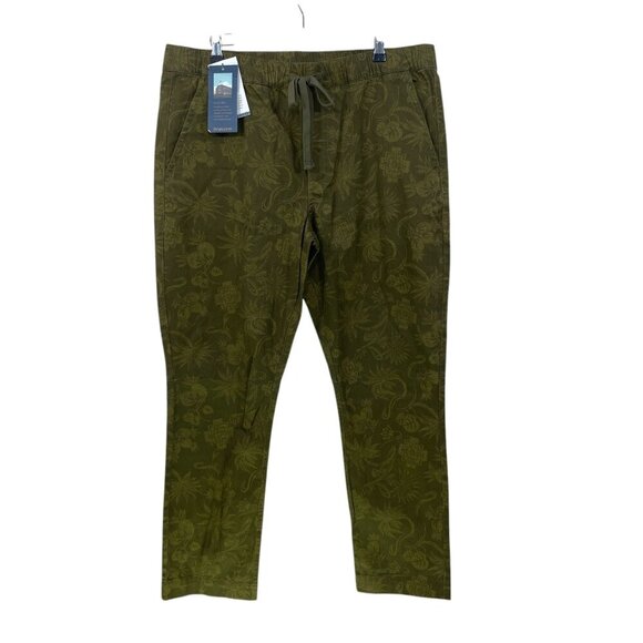 NWT Pendleton Canvas Pants Women's XL Olive Floral Olive Green Drawstring NEW - Picture 1 of 10